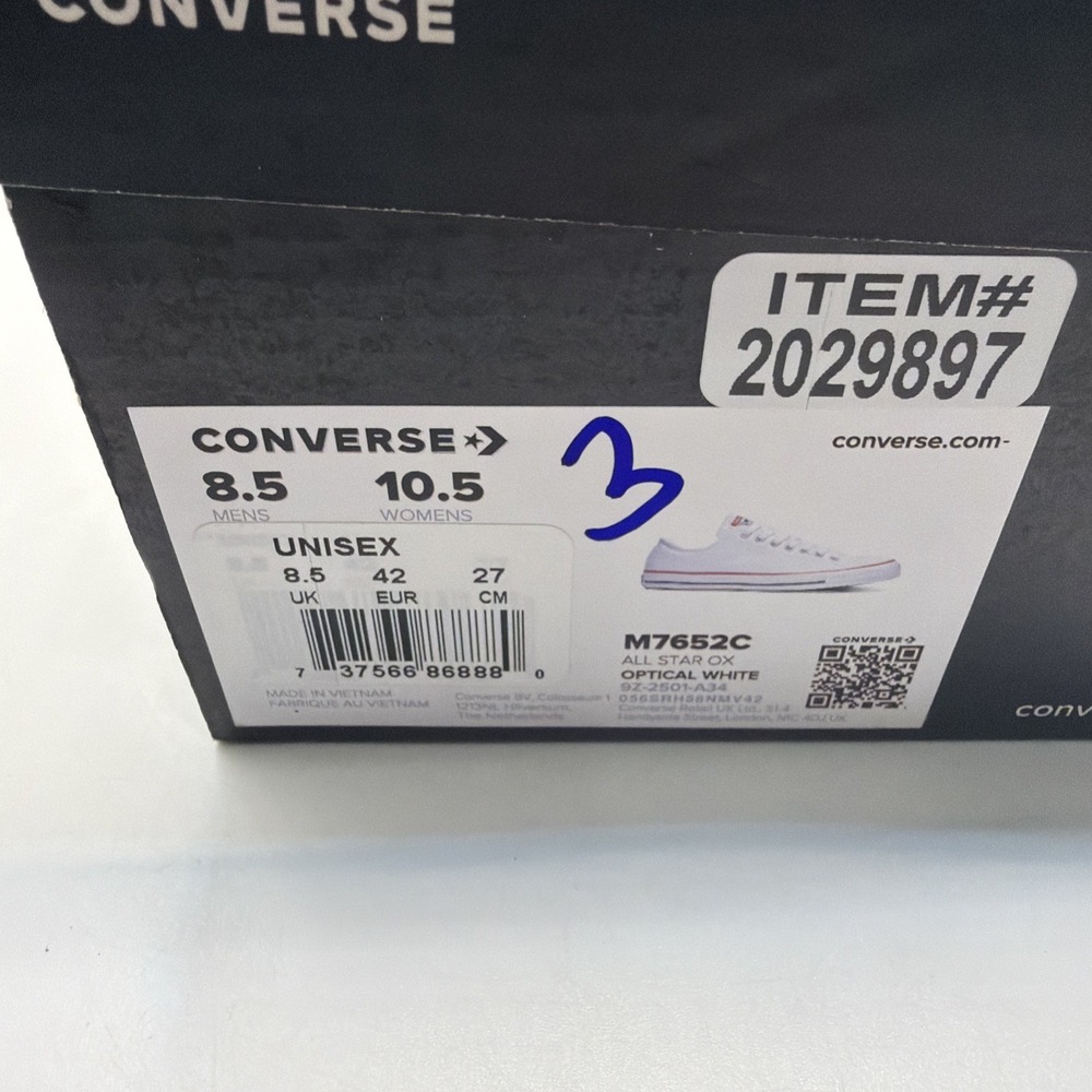 Converse Unisex All Star Optical White‎ Sneaker  Size 8.5 Men's 10.5. New - Picture 13 of 13